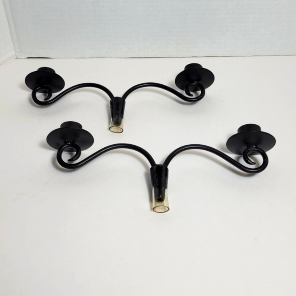 Vintage Wine Bottle Double Candleabra Candle Holders Set of Two - Picture 3 of 7